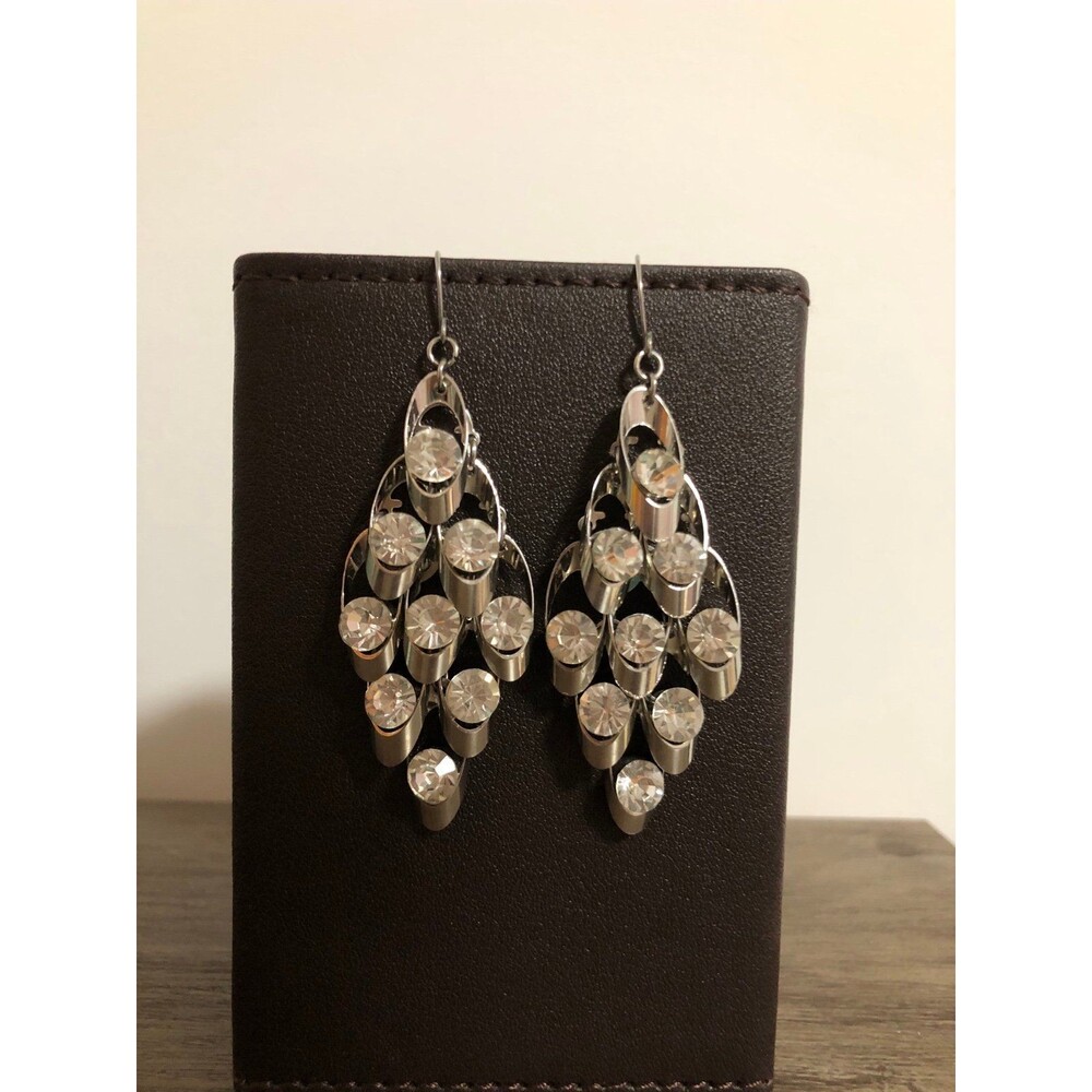 Clear Rhinestone Chandelier Statement Earrings